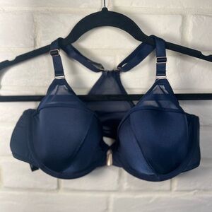 NWT Soma Sensual Front Close Lined Underwire Racerback Demi Bra 36 D Navy #0440